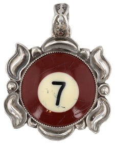 Unique! Joe Eby Anglo Large Sterling Billard 7 Ball Pendant