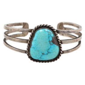 Navajo Sterling Bisbee Turquoise Cuff Bracelet