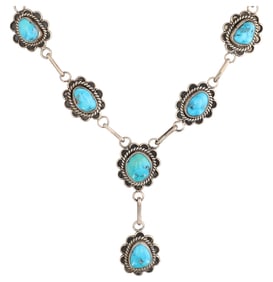 Jameson Lee Navajo Sterling Turquoise Station Necklace