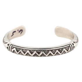 Randy Secatero Canoncito Band of Navajo Sterling Stamped Cuff Bracelet