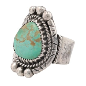 Navajo Sterling Turquoise Men's Ring Sz 11