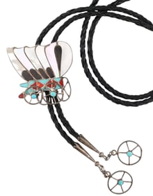 Rare Joe Zunie Zuni Sterling Conestoga Covered Wagon Bolo Tie