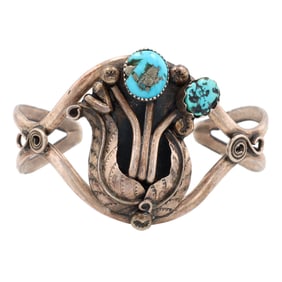 Vintage Navajo Sterling Turquoise Cuff Bracelet