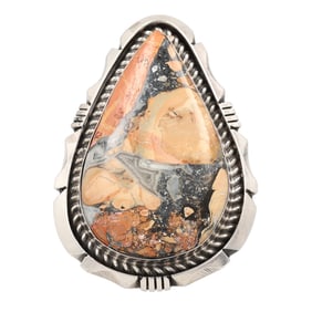 Huge Eddie Secatero Navajo Sterling Bumblebee Jasper Ring Sz 8