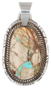Signed D. Ashley Navajo Sterling Royston Ribbon Turquoise Pendant