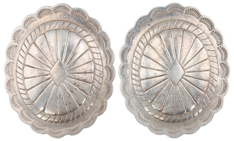 Navajo Sterling Oversized Concho Earrings