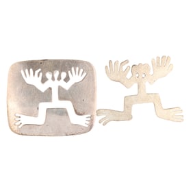 Signed 'IC' Navajo Sterling Frog Cut Out Earrings