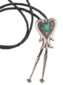 Vintage Navajo Sterling Sandcast Turquoise Bolo Tie
