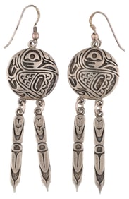 Sunwest Silver Co. Sterling Overlay Dangle Earrings