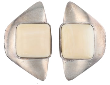 Sam Lovato Santo Domingo Sterling Large Bone Earrings
