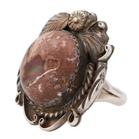 Gary Reeves Navajo Sterling Boulder Opal Ring Sz 6.25
