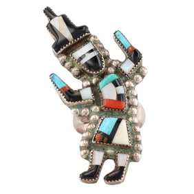 Angela Celicion Zuni Sterling Rainbow Man Ring Sz 5.75