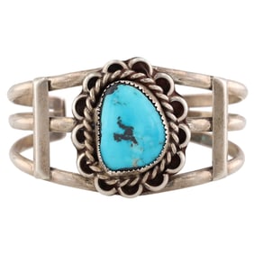 Vintage Navajo Sterling Turquoise Cuff Bracelet