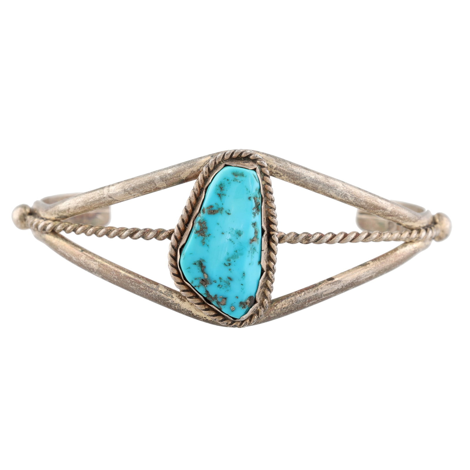 Vintage Signed Navajo Sterling Turquoise Cuff Bracelet (1 of 7)