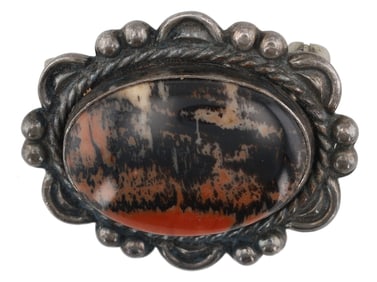 Vintage Navajo Sterling Petrified Wood Brooch