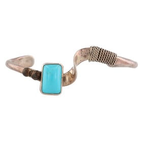 Richard Aguilar Santo Domingo Sterling Turquoise Twist Cuff Bracelet