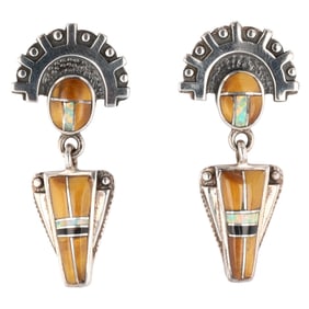 Navajo Sterling Tigers Eye Kachina Earrings