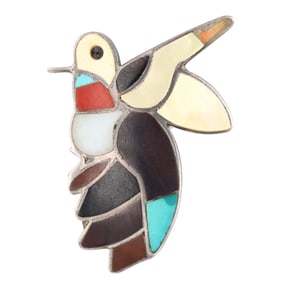 Bobby and Corraine Shack Zuni Sterling Inlay Bird Ring Sz 7
