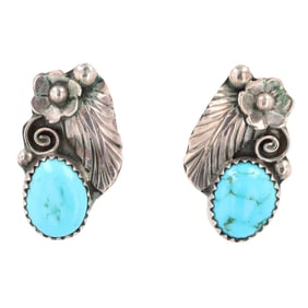 Foster Yazzie Navajo IHMSS Sterling Turquoise Earrings