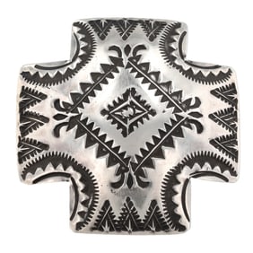 Vincent J. Platero Navajo Sterling Hand Stamped Ring Adjustable