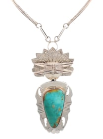 Nelson Morgan Navajo Sterling Royston Turquoise Kachina Necklace