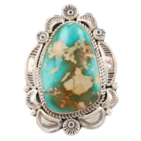 Ella M Linkin Navajo Sterling Royston Turquoise Ring Sz 10