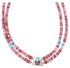 Pauline Claw Navajo Sterling Heishi Reversible Inlay Necklace