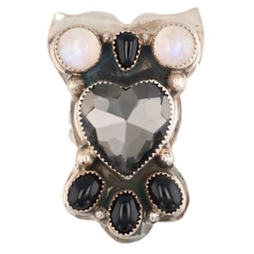 Herbert Tsosie Navajo Sterling Labradorite Quartz Onyx Ring Sz 10