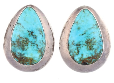 Sam Lovato Santo Domingo Sterling Turquoise Earrings