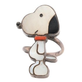 Vintage Zuni Sterling Snoopy Zunitoon Ring Sz 7