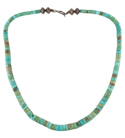 Vintage Santo Domingo Sterling Turquoise Heishi Necklace