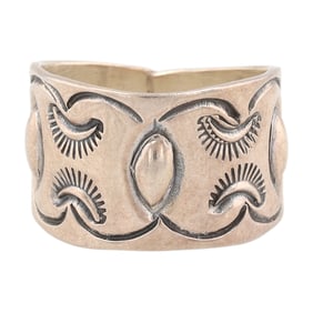 Harrison Yazzie Navajo Sterling Stamped Ring Sz 8.25