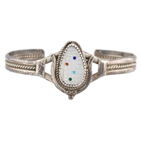 Beverly Etsate Zuni Sterling Corn Husk Cuff Bracelet