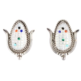 Zuni Sterling Corn Husk Earrings