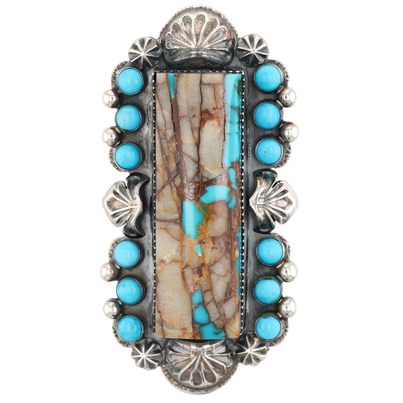 Eli Goffman Anglo Sterling Boulder Turquoise Ring Sz 7 (1 of 7)