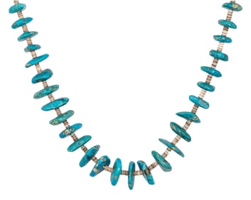 Vintage Santo Domingo Turquoise Chunk Heishe Necklace