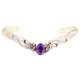 Les Baker Shop Sterling Amethyst Cuff Bracelet
