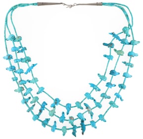 Native American Sterling Turquoise Fetish Necklace