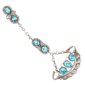 Richard Begay Navajo Sterling Turquoise Slave Ring Cuff Bracelet
