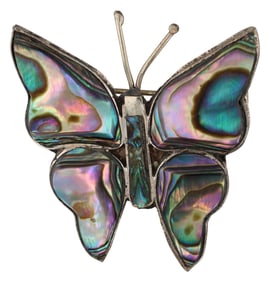 Antonio Pineda Mexico Sterling Abalone Butterfly Brooch