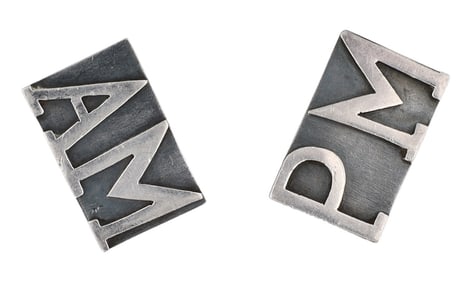 Margot de Taxco 1950's Sterling "AM PM" Roman Numeral Panel Earrings