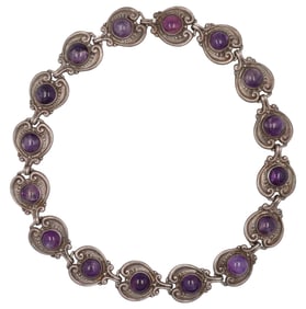 Rare Margot de Taxco 1950's Sterling and Amethyst Necklace