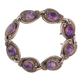 Rare Margot de Taxco 1950's Sterling and Amethyst Bracelet