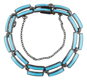 Margot de Taxco Sterling Silver Blue Enamel Bracelet