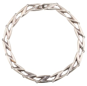 Sigi Pineda Taxco Sterling Modernist Zig Zag Necklace