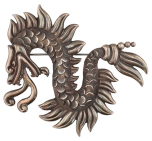 Los Castillo Taxco Sterling Dragon Brooch #365