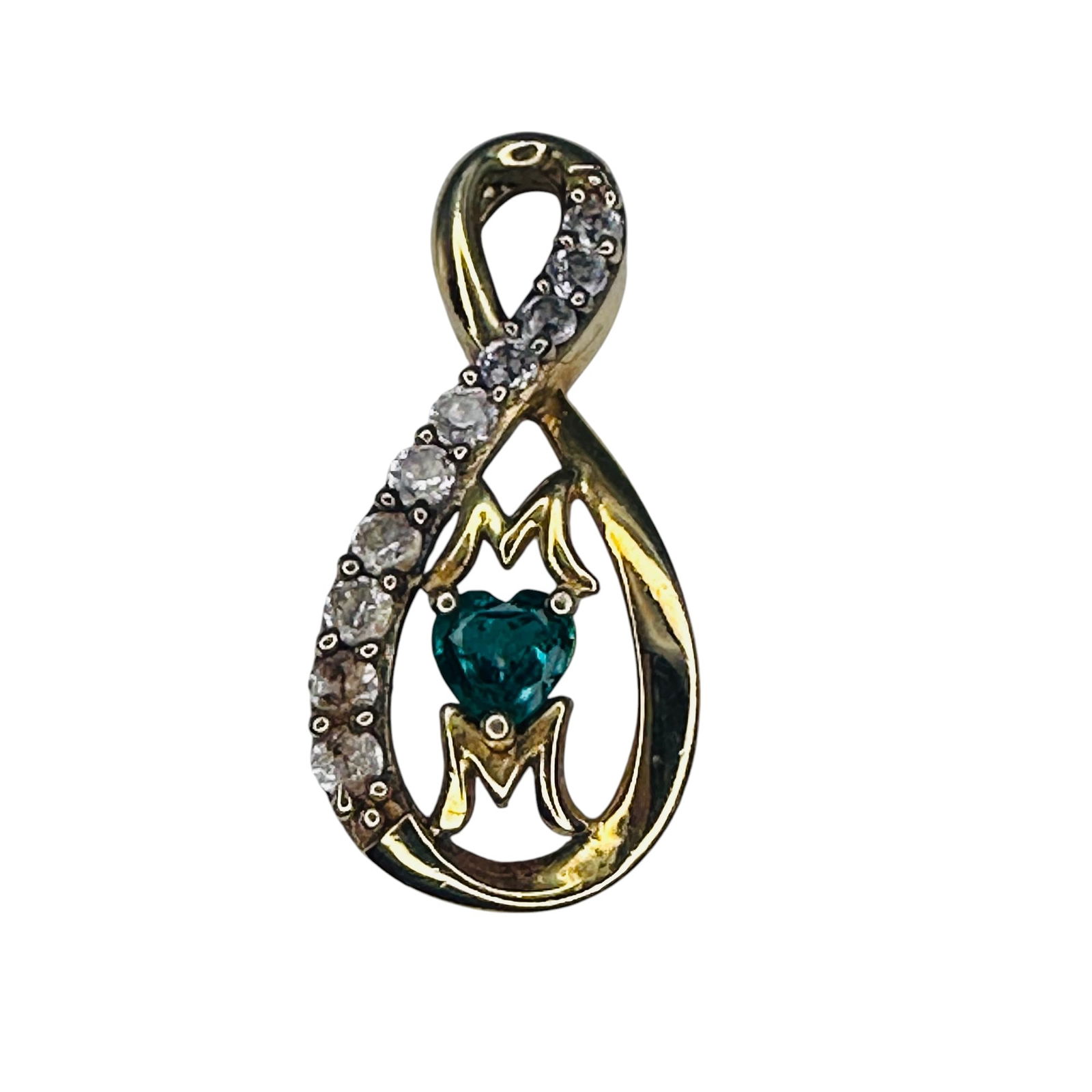 SAI, EMERALD, TOPAZ Mom Sterling Silver Gold Tone Infinity Pendant 1.89 G (1 of 4)
