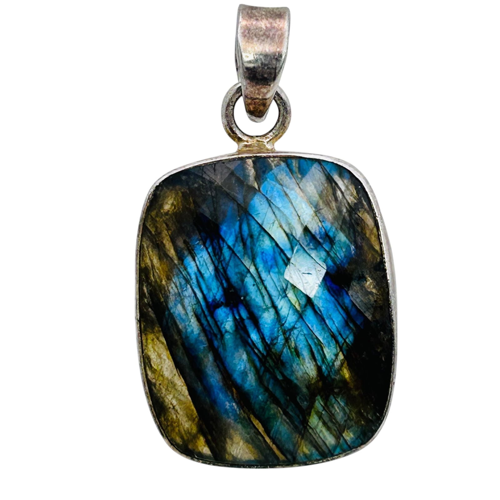 Labradorite Sterling Silver Rectangular Pendant 13.47 G (1 of 4)