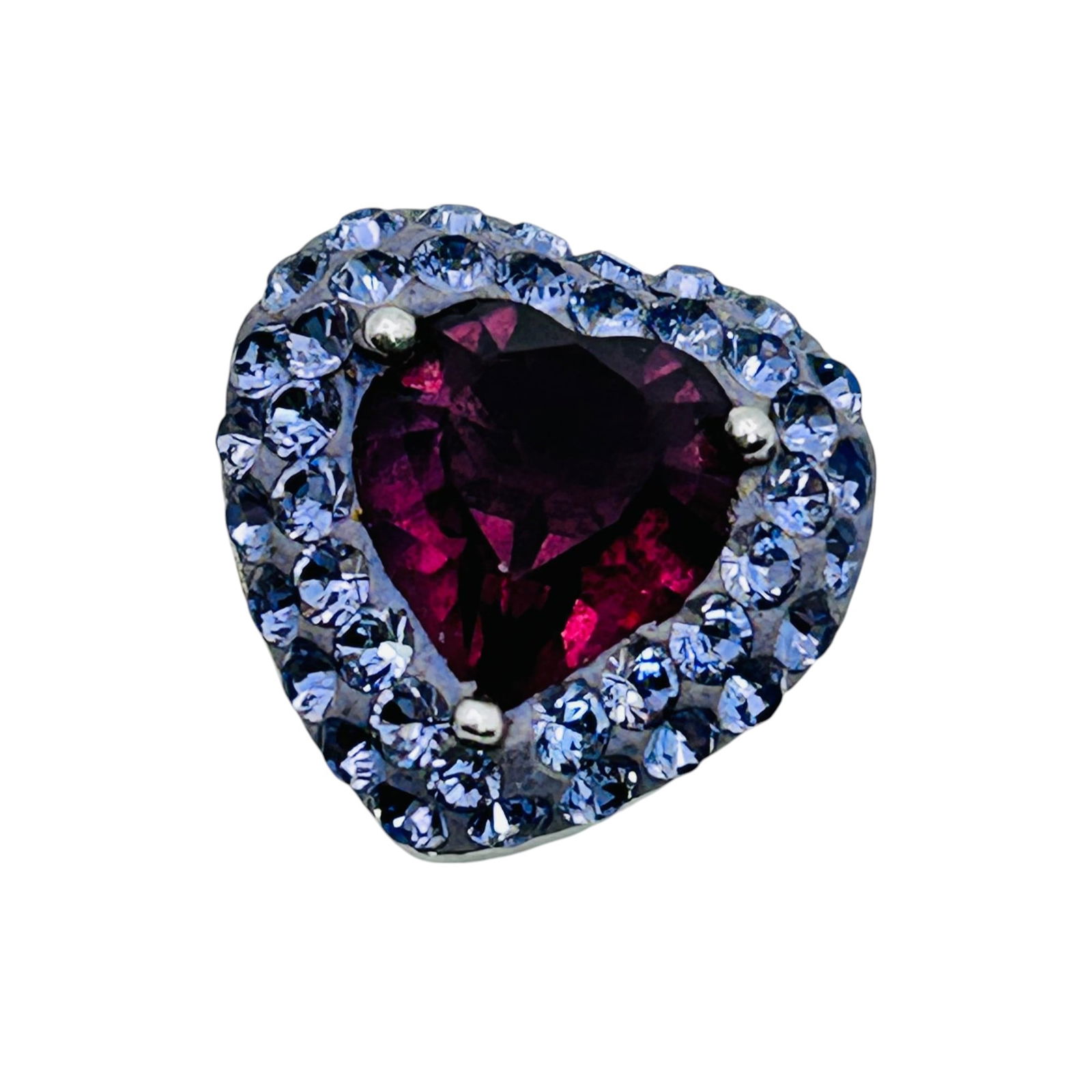 AU Sterling Silver Purple Rhinestone Heart Pendant 3.30 G: AU Sterling silver purple rhinestone heart pendant 3.30 g