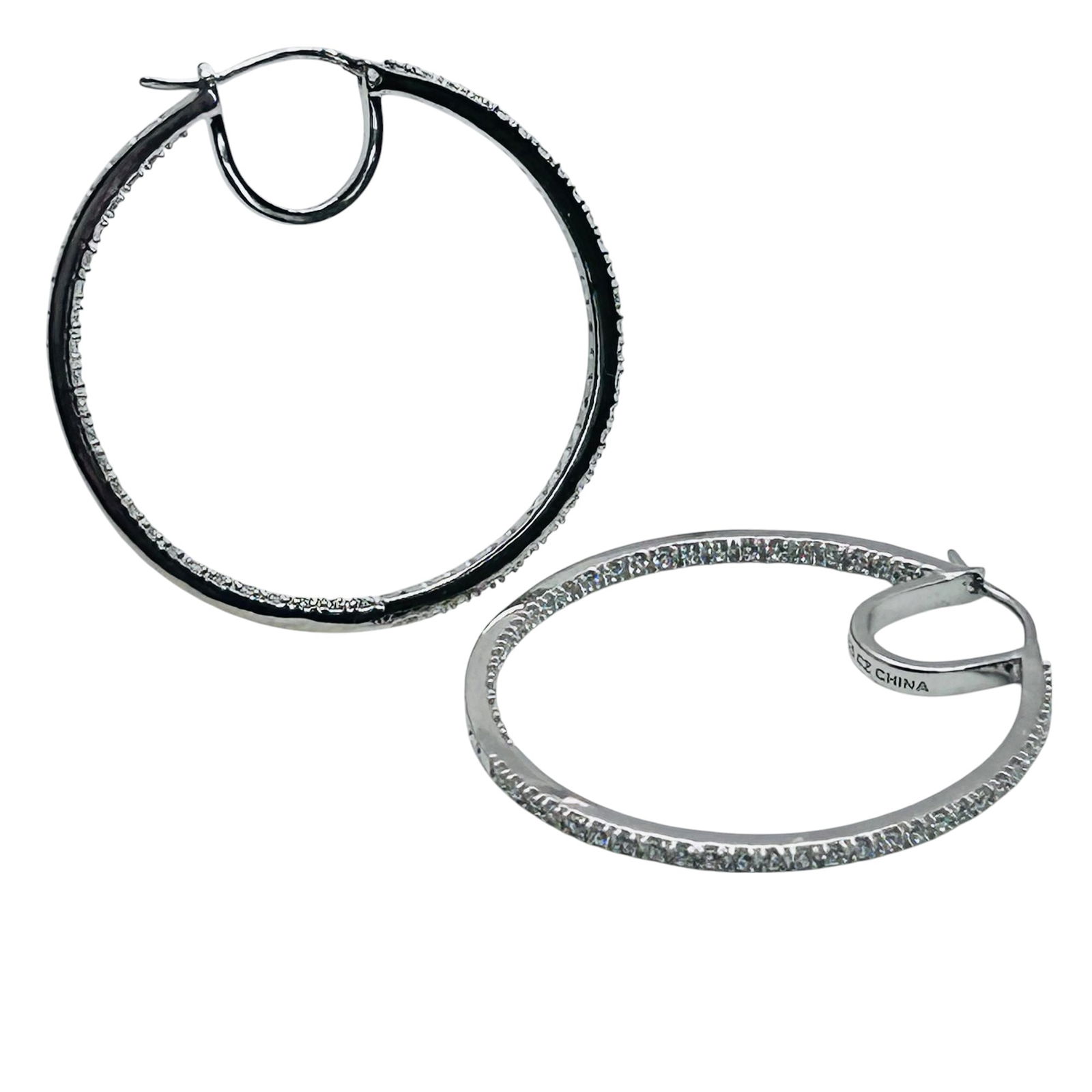 JCM Cubic Zirconia Sterling Silver Hoops, 7.65 G (1 of 5)